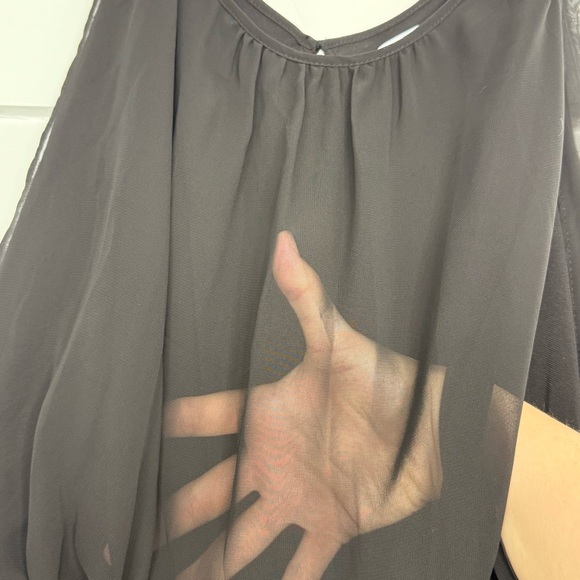 Calvin Klein Black Sequin Cocktail Dress Sleeveless Chiffon Overlay Size 10 - Picture 4 of 10